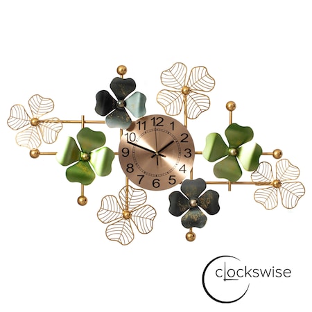Clockswise Big Leaf Art Wall Clock, Decorative Unique Metal 33.50-in. Oversize Timepiece QI004636